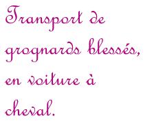 Transport de grognards blessés, en voiture à cheval.
